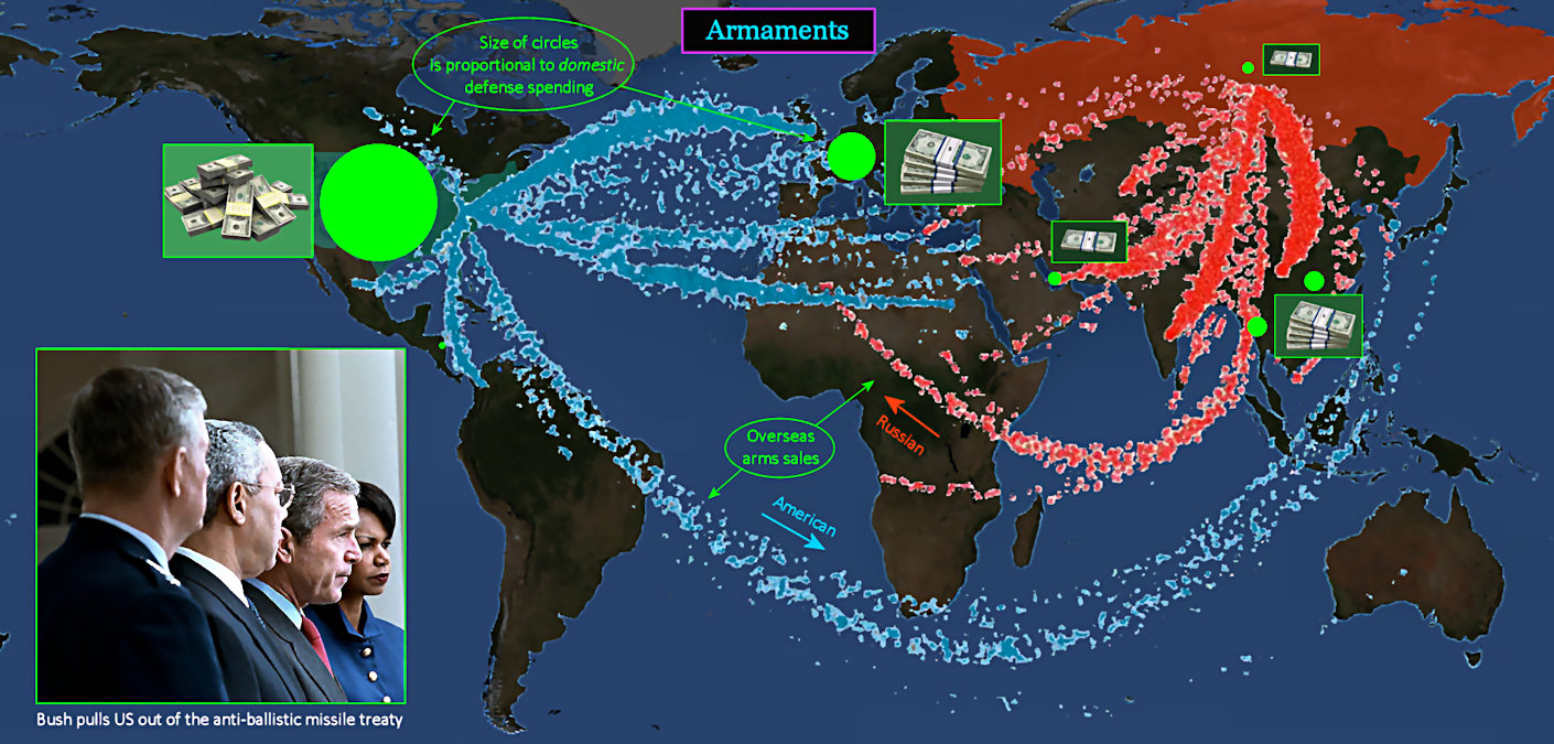 Arms sales, defense spending, 2010s map